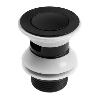 Донный клапан ZEIN, 1 1/4", маленькая кнопка, с переливом, для раковины, черный