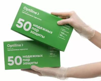 Перчатки Optiline Виниловые, неопудренные, размер М, 100 шт