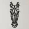 Декоративное панно деревянное, Полигональная лошадь (черный цвет)