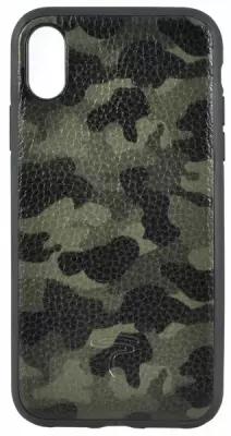 Чехол TORIA Camouflage leather Hybrid Hard для iPhone XS Max, цвет "Зеленый камуфляж" (Army) (TN181305)
