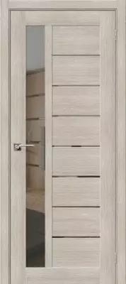Межкомнатная дверь Порта-27 Snow Veralinga (90*200, cappuccino veralingo, со стеклом (кроме 55,60*190), полотно+коробка+наличники, mirox grey)