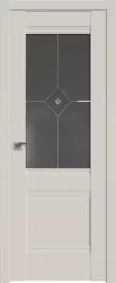 Дверь Профиль дорс 2 U (Магнолия Сатинат) узор графит с прозрачным фьюзингом