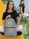 Серый школьный рюкзак с DTF печатью милота Девочка-динозавр (кигуруми, кавай, чиби) - 2623