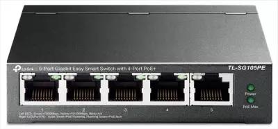 TP-Link Easy Smart гигабитный 5-портовый коммутатор с 4 портами PoE+, металлический корпус, настольная установка, бюджет PoE — 65 Вт