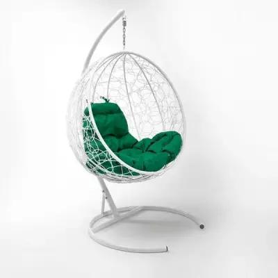 Подвесное кресло кокон "Капля" зеленая подушка, стойка