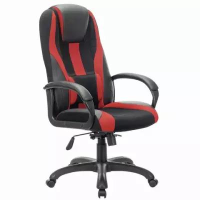 Кресло компьютерное brabix premium "rapid gm-102", нагрузка 180 кг, экокожа/ткань, черное/красное, 532107