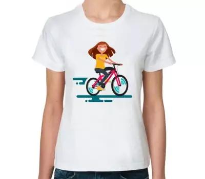 Женская футболка Все Футболки Девушка на велосипеде женская футболка с коротким рукавом белая