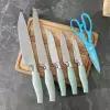Набор кухонный, 6 предметов: 5 ножей 8,5 см, 12 см, 12 см, 19,7 см, 19 см, ножницы, цвет голубой