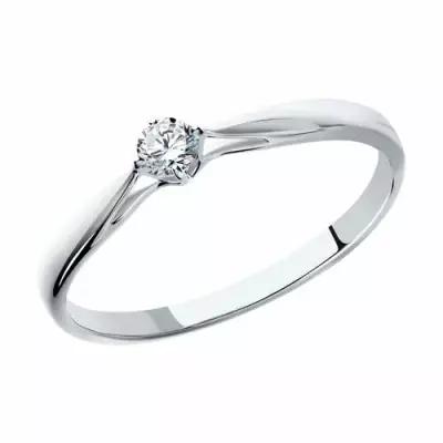 Помолвочное кольцо из белого золота Diamant online с бриллиантом 115093, Белое золото 585°, 15,5