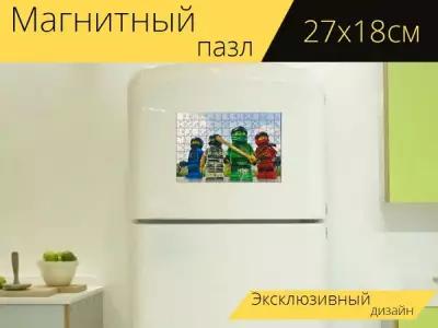 Магнитный пазл "Конструктор лего, ниндзяго, ллойд" на холодильник 27 x 18 см