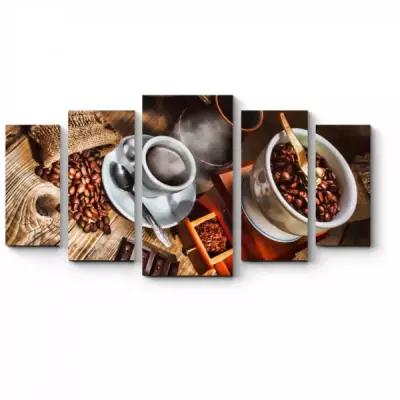 Модульная картина Picsis Кофейная кантата (100x55)