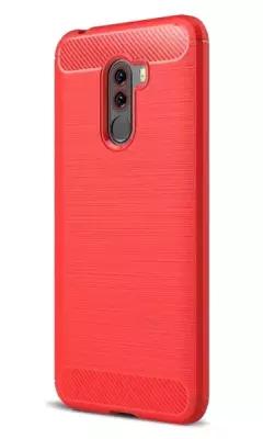 Накладка силиконовая для Xiaomi Pocophone F1 (Poco F1) карбон сталь красная