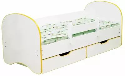 Кровать Радуга 190 белая/жёлтый кант С двумя ящиками
