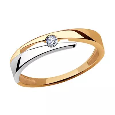 Золотое кольцо Александра 1011436сбк с бриллиантом, Золото 585°, размер 17