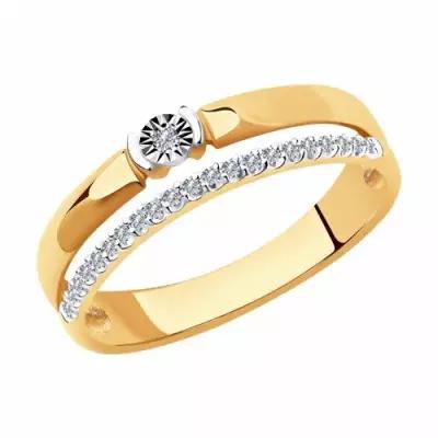 Золотое кольцо Diamant online 180701 с бриллиантом, Золото 585°, размер 17,5