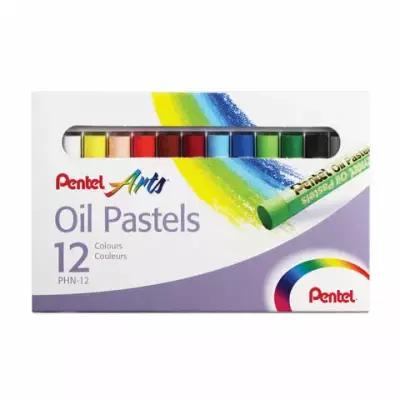 Пастель масляная художественная PENTEL "Oil Pastels", комплект 60 шт., 12 цветов, круглое сечение, картонная упаковка, PHN4-12