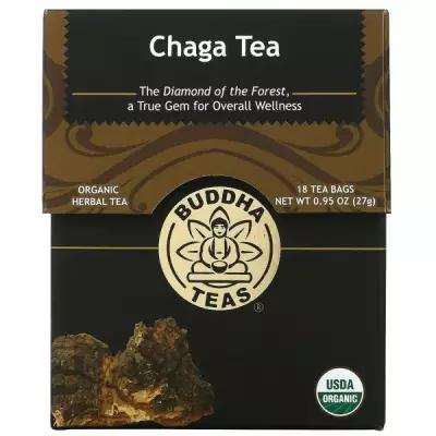 Buddha Teas, Органический травяной чай, гриб чага, 18 чайных пакетиков, 27 г (0,95 унции)