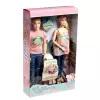 Набор кукол шарнирных «Семья в путешествии», розовая футболка