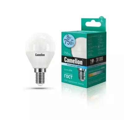 Лампа светодиодная LED8-G45/845/E14 8Вт шар 4500К бел. E14 750лм 170-265В Camelion 12393 (6шт.в упак.)