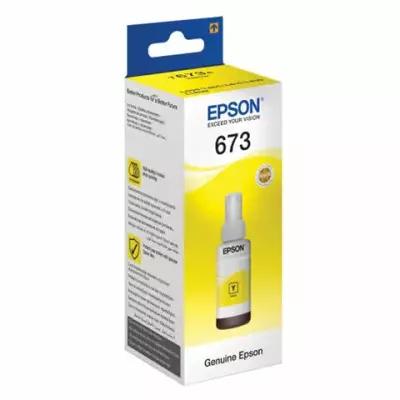 Картриджи для струйной техники EPSON Чернила EPSON 673 (T6734) для СНПЧ Epson L800/L805/L810/L850/L1800, желтые, оригинальные, C13T67344A/498