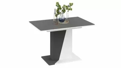 Стол обеденный «Сан-Ремо» Тип 1 (Серый матовый Lux/Белый глянец/Стекло серое матовое Lux)