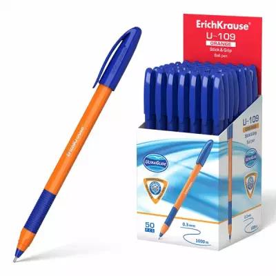 Комплект 5 шт. Ручка шариковая масляная с грипом ERICH KRAUSE «U-109 Orange», синяя, узел 1,0 мм, линия письма 0,3 мм, 47591