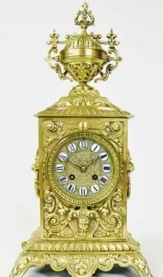 Антикварные французские бронзовые часы картель. Франция, 19 век