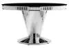 Woodville Woodville Стеклянный стол кухонный, обеденный, для гостиной на тумбе Grande черный 130*130*76 Хромированный металл /Черный