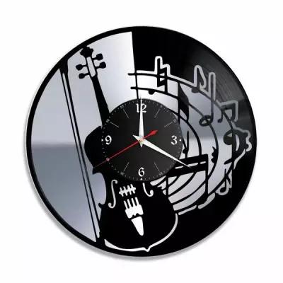 Часы из винила Redlaser "Музыка, скрипка, скрипичный ключ, ноты, муыкальный инструмент" VW-10300-2