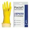 Комплект 4 шт. Перчатки хозяйственные латексные, х/б напыление, размер L (большой), желтые, PACLAN Professional