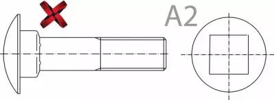 Болт DIN 603 А2 с полукруглой головкой и квадратным подголовником М12х100 Bl08112100А2