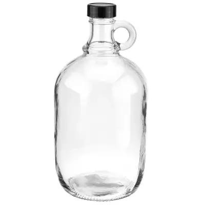 Бутылка стеклянная "Южанка" 2л, h26,5см, д/горла 2,6см, с ручкой, пластмассовая винтовая крышка (д/основания 10,5см) (Китай)