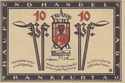 Германия (Веймарская Республика) Франкфурт 10 пфеннигов 1922 г. (4)