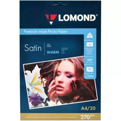 Lomond Фотобумага для струйной печати А4, 20 листов LOMOND, 270 г/м2, односторонняя, тёпло-белая, сатин, микропористая