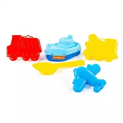 Игрушки для песочницы Полесье Набор для игры в песке №380: кораблик «Волна», совок, 3 формочки, цвета микс