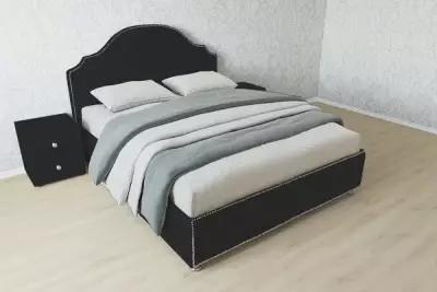 Кровать Мария (Размер: 80x200(190), Основание: Металлическое с ламелями, Цвет: Велюр темно-серый, Высота ножек: 13 см угловые (+1500₽))