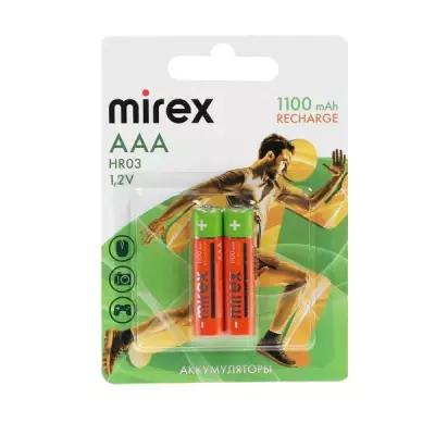 Аккумулятор Mirex, Ni-Mh, AAA, HR03-2BL, 1.2В, 1100 мАч, блистер, 2 шт