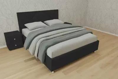 Кровать Линда (Размер: 140x200(190) (+ 1400 ₽ ), Основание: Металлическое с ламелями, Цвет: Велюр темно-серый, Высота ножек: Без ножек)