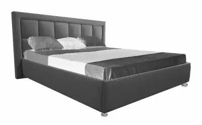 Кровать Флорида (Размер: 140x200(190) (+ 1400 ₽ ), Основание: Металлическое с ламелями, Цвет: Велюр темно-серый, Высота ножек: 13 см угловые (+1500₽))