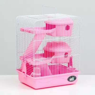 Клетка для грызунов "Пижон", двухэтажная с наполнением 31 х 24 х 40 см, розовая