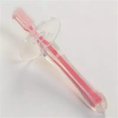 Детская зубная силиконовая щетка с ограничителем, комплект 5 шт., цвет розовый, Крошка Я