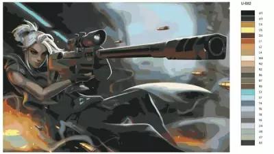 Картина по номерам U-682 "Игра Valorant. Джетт - Jett (кодовые имена Ветер, Ястреб и Свист Рассекаемого Воздуха) 60x90 см