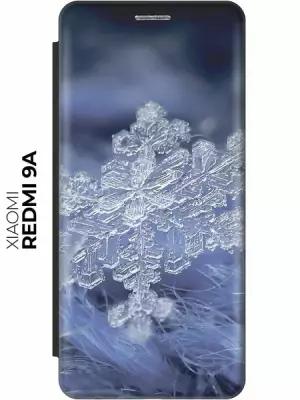 Чехол-книжка Снежинка на Xiaomi Redmi 9A / Сяоми Редми 9А черный