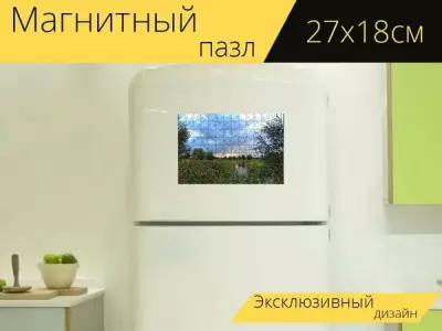Магнитный пазл "Пейзаж, растения, луг" на холодильник 27 x 18 см