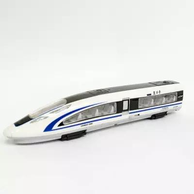 Машинка игрушка электровоз, инерционный, 1:87 поезд локомотив, 28 см, со светом и звуком, белый с синим