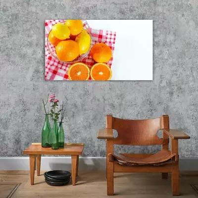 Картина на холсте 60x110 LinxOne "Спелые апельсины и лимоны" интерьерная для дома / на стену / на кухню / с подрамником