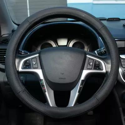 Оплетка на руль БМВ Х4 М (2019 - 2021) внедорожник 5 дверей / BMW X4 M, натуральная кожа (высокого качества), Черный