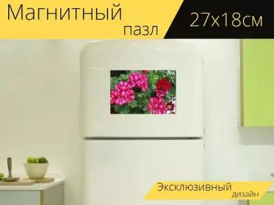 Магнитный пазл "Летом, сад, цветы" на холодильник 27 x 18 см