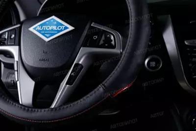 Оплетка на руль БМВ 1 серии (2011 - 2014) купе / BMW 1-series, натуральная кожа (высокого качества), Черный с красной строчкой