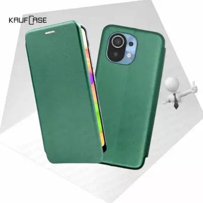 Чехол книжка KaufCase для телефона Xiaomi Mi 11 (6.81"), темно-зеленый. Трансфомер